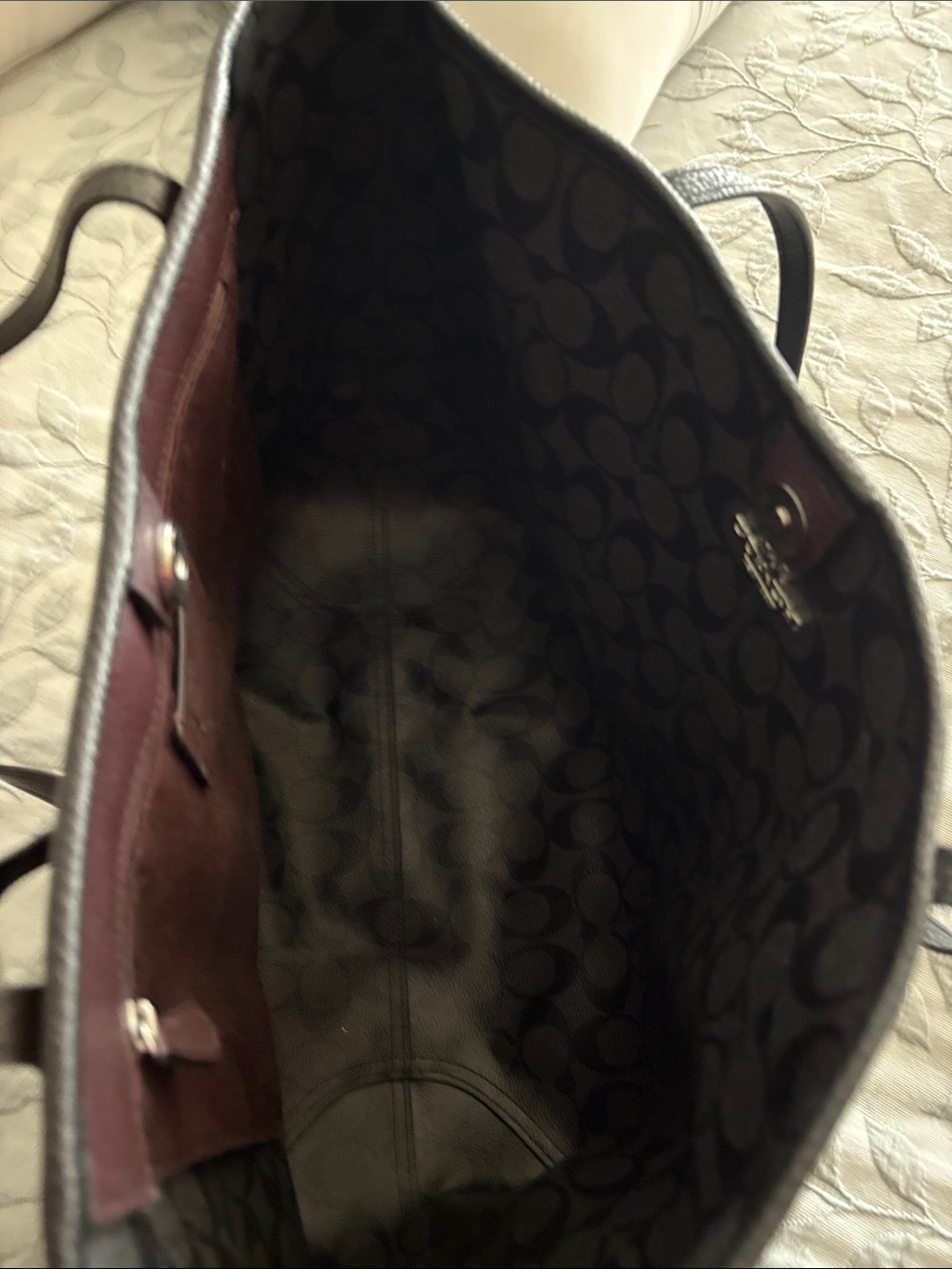 Coach Black Leather Tote with The Little Mermaid Ursula Graphic - Picture 6 of 8